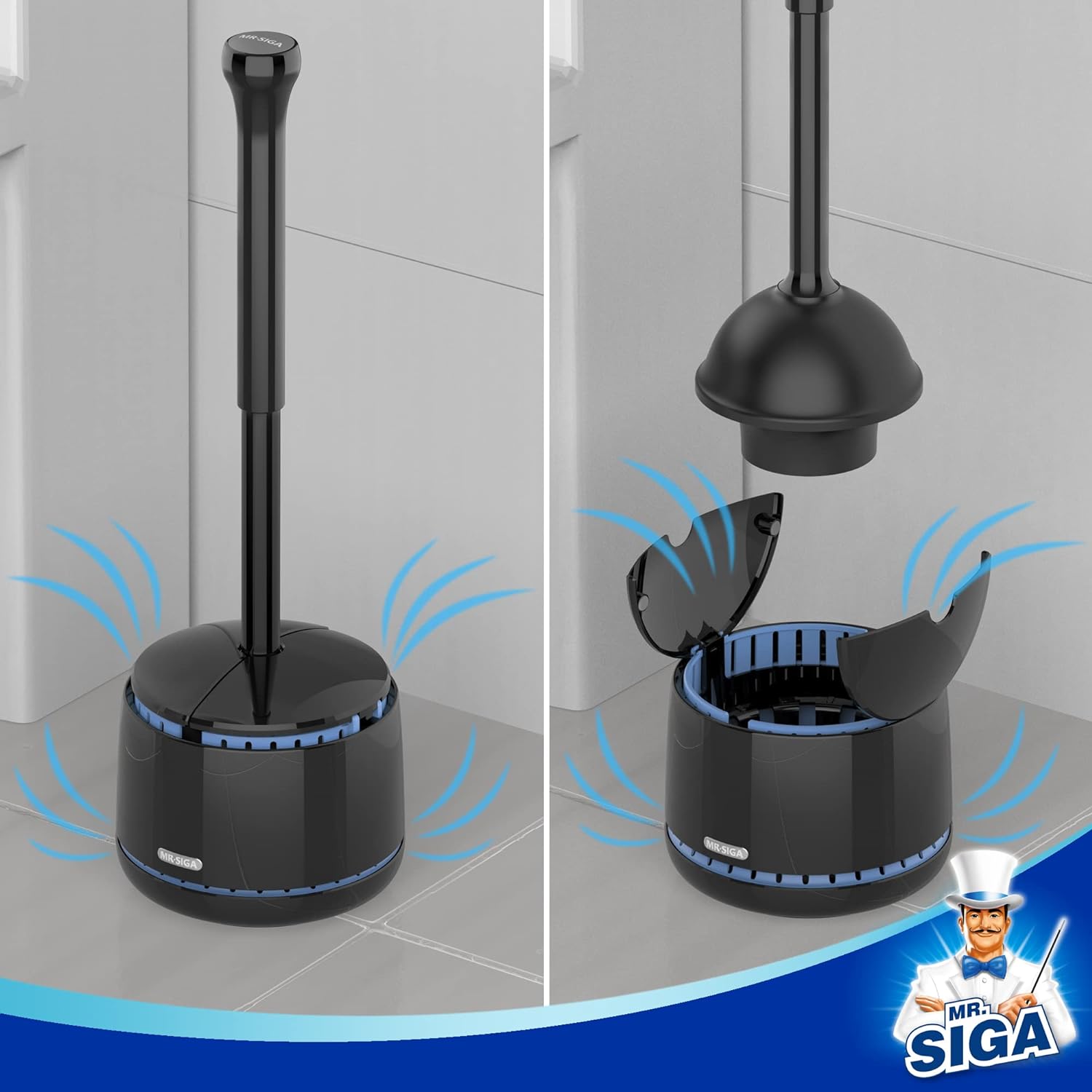 space-saving concealed holder design available in white, gray, and black