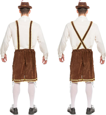 Spooktacular Creations 4-Piece Bavarian Lederhosen Costume – Weather-Friendly Outdoor Beer Festival Look for Adult Men