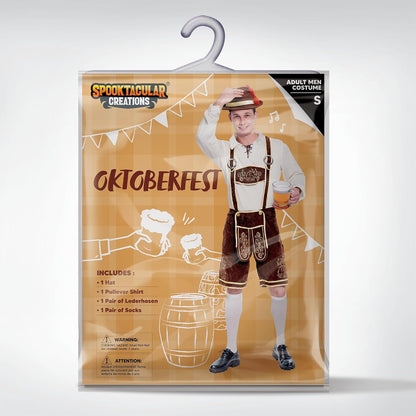 Spooktacular Creations 4-Piece Bavarian Lederhosen Costume – Weather-Friendly Outdoor Beer Festival Look for Adult Men