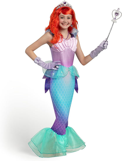 Spooktacular Creations Little Mermaid Dress Up Gift Set for Kids, Holiday and Valentine Surprise Outfit for Granddaughters and Nieces