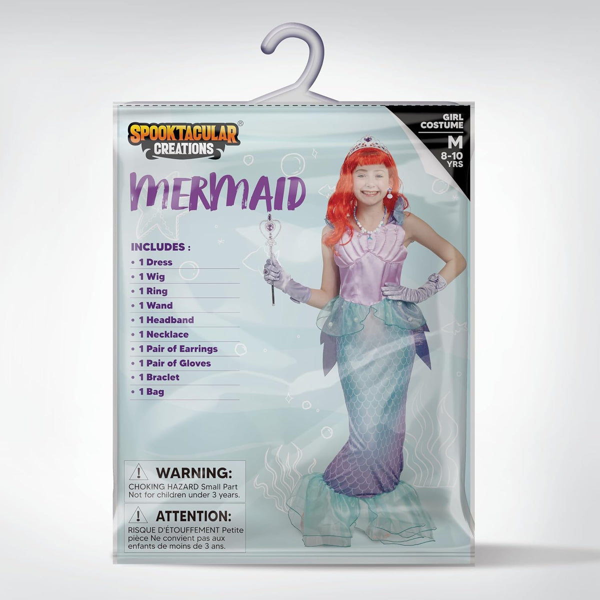 Spooktacular Creations Little Mermaid Dress Up Gift Set for Kids, Holiday and Valentine Surprise Outfit for Granddaughters and Nieces