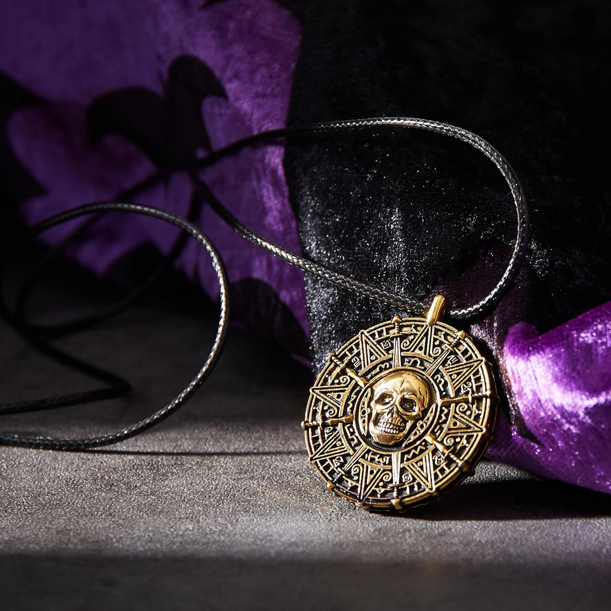 Spooktacular Creations Skull Coin Pirate Necklace in Antique Bronze, Silver, or Gold – Unique Holiday and Housewarming Gift for Halloween Lovers