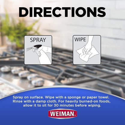 spray application allowing 30-minute dwell time for tough buildup