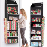 Lifewit Over Door Christmas Wrapping Organizer – Valentine's Day Gift for Her with Side Pockets and Elastic Straps