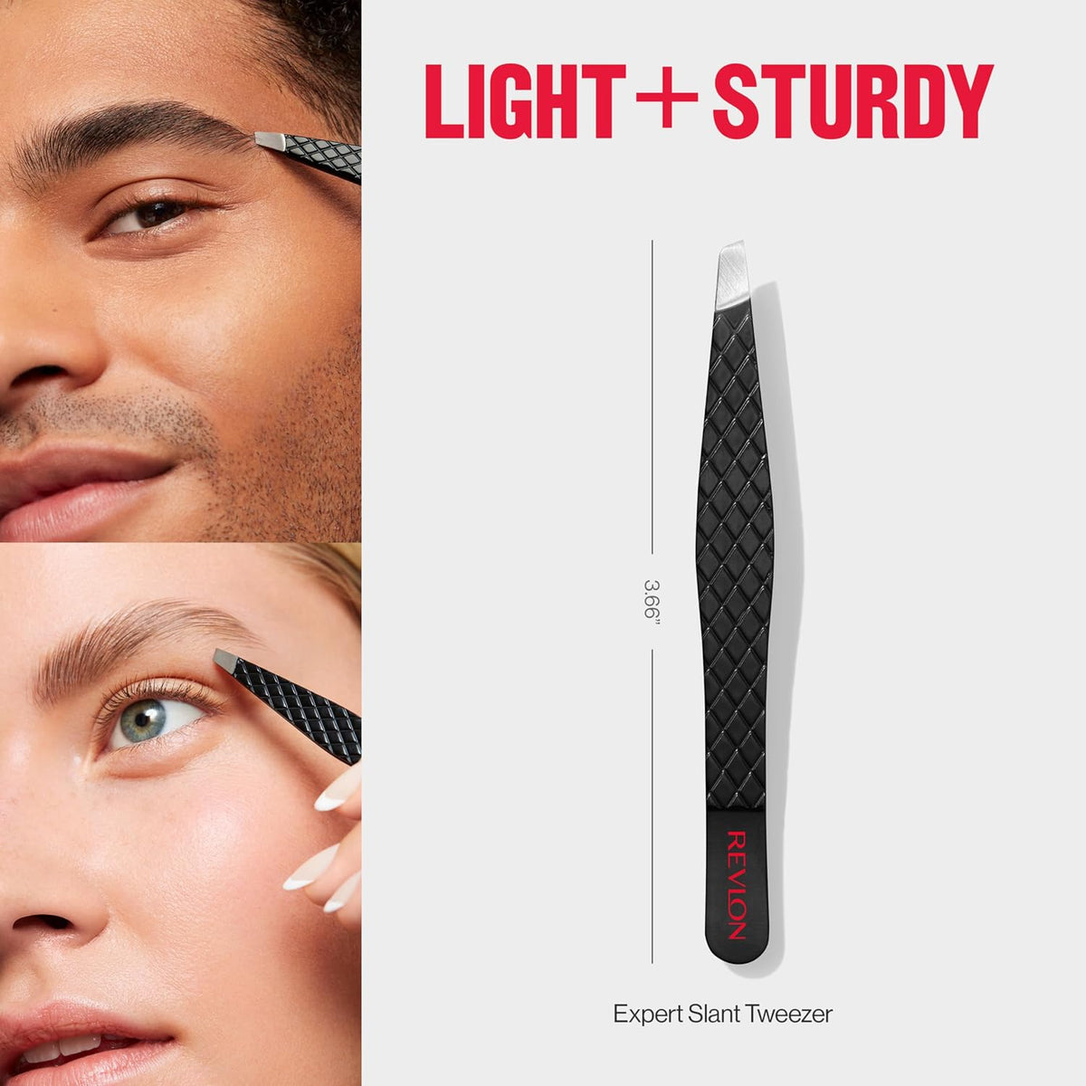 Revlon Expert Slant Tip Tweezer – Neutral Black Finish for Clean Aesthetic, Precision Plucker