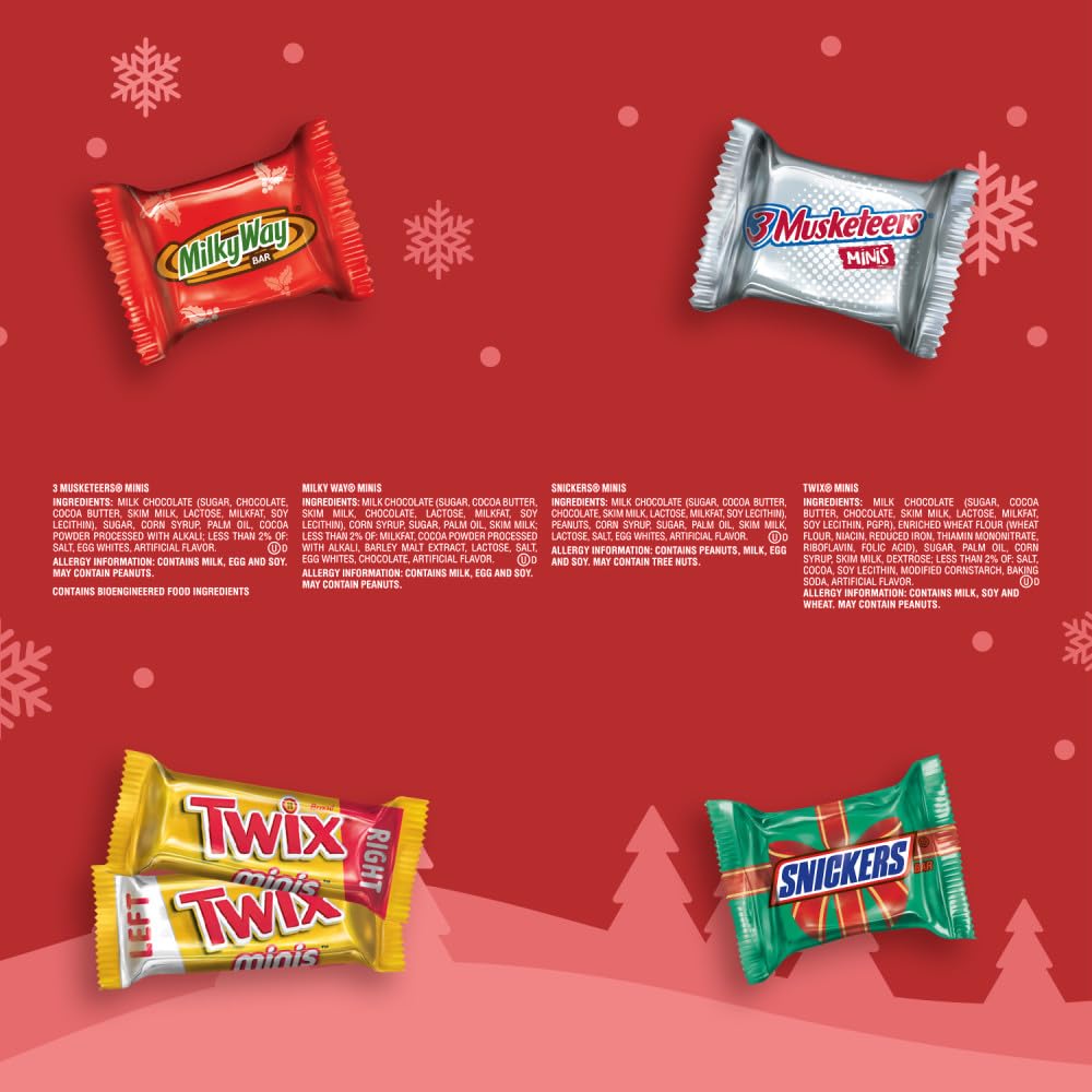 Snickers, Twix, Milky Way and 3 Musketeers Mini Bars, Office Holiday Party and Team Celebration Snacks