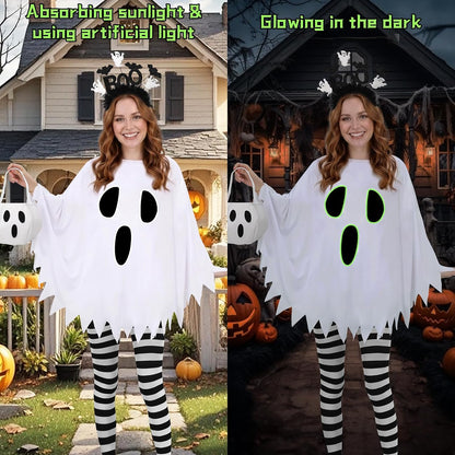 Glow-in-Dark Ghost Outfit for Women – Portable Halloween Costume for Campfire Parties and Outdoor Gatherings