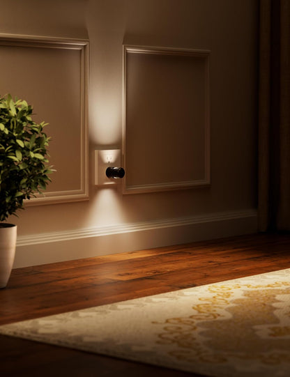 standard us plug-in wall mount with prong base, no wiring or batteries needed