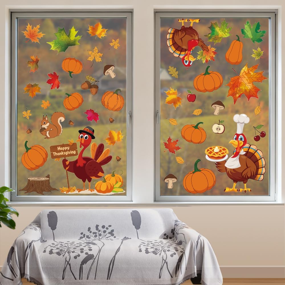 Window Clings for Kids Room – Safe No Glue Halloween Thanksgiving Christmas Decoration for Nursery and Playroom