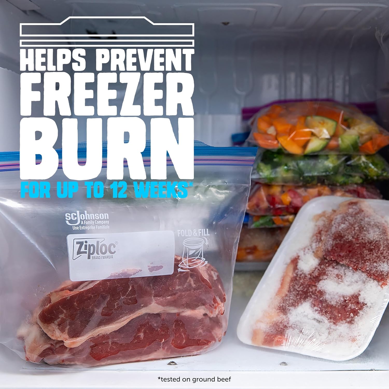stay open design on freezer bags for easier filling
