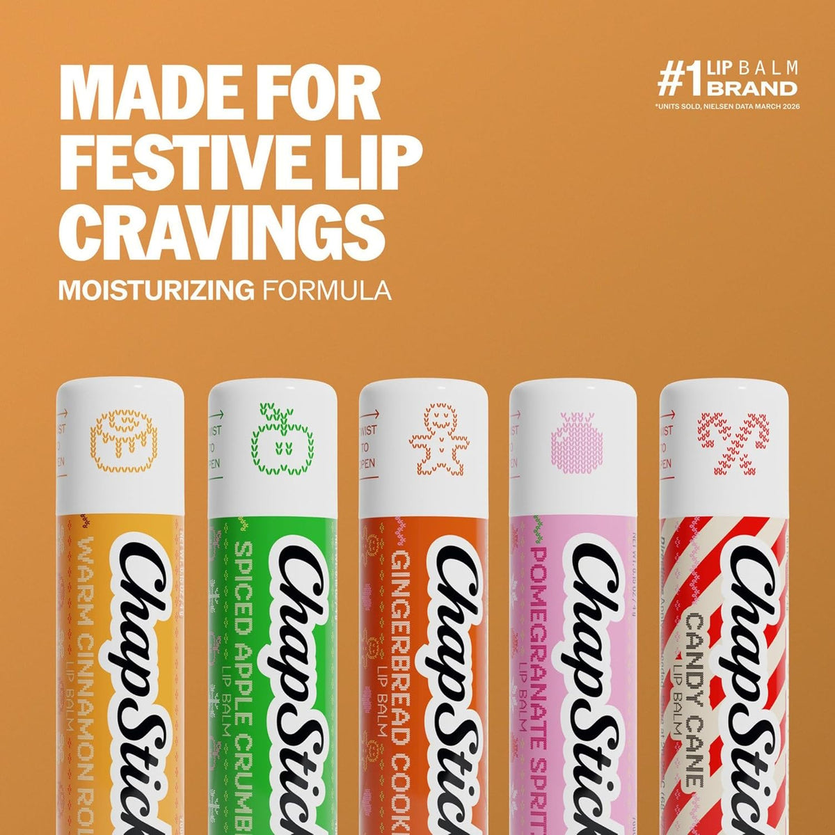 ChapStick Limited Edition Holiday Lip Balm Collection – Cute Christmas Present for Kids and Tweens, Five Seasonal Flavors, Easy Twist-Up Stick Design