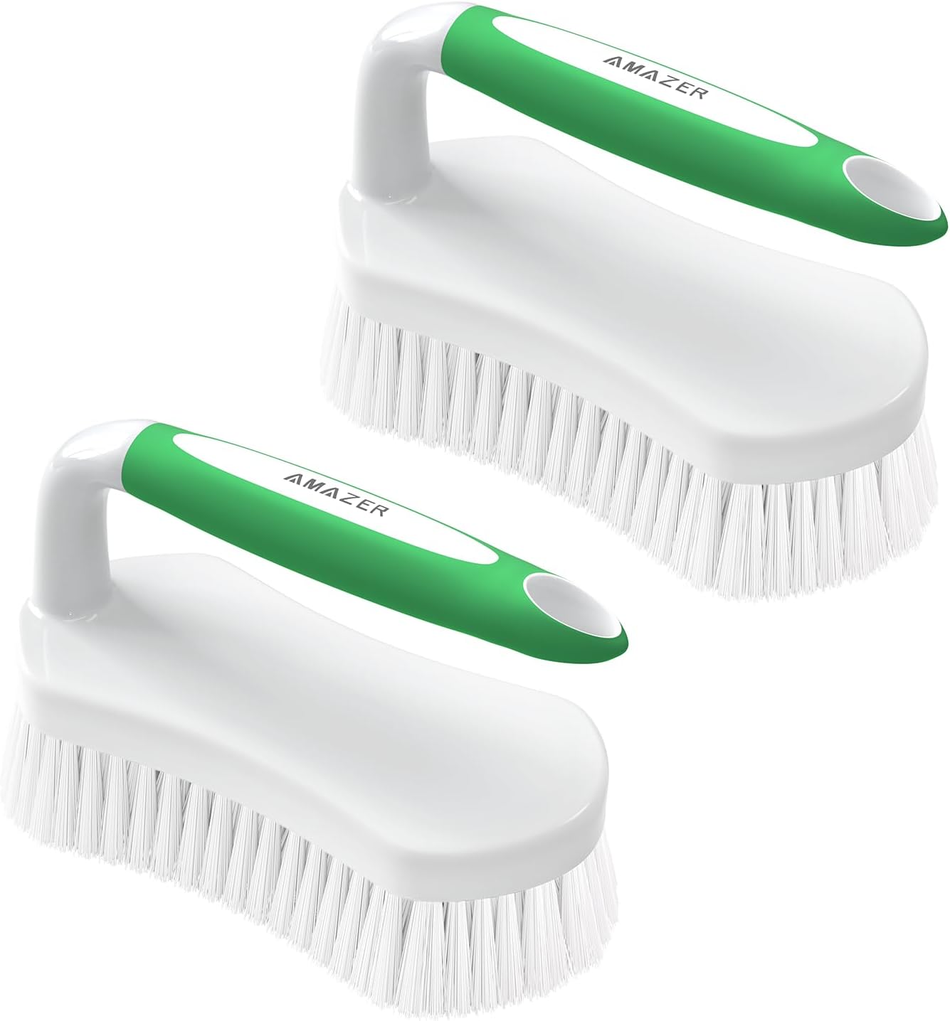 stiff white nylon bristles firmly anchored to brush head for sustained heavy-duty scrubbing