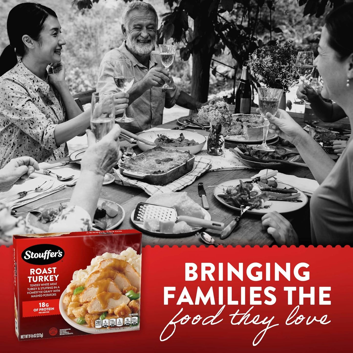 Stouffer's Frozen Turkey Meal – Convenient Single-Serve Dinner for Small Households, Stuffing and Mashed Potatoes