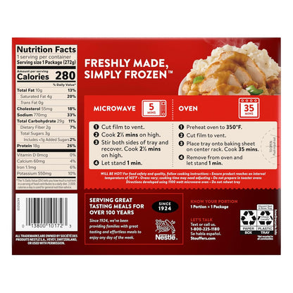 Stouffer's Frozen Turkey Meal – Convenient Single-Serve Dinner for Small Households, Stuffing and Mashed Potatoes