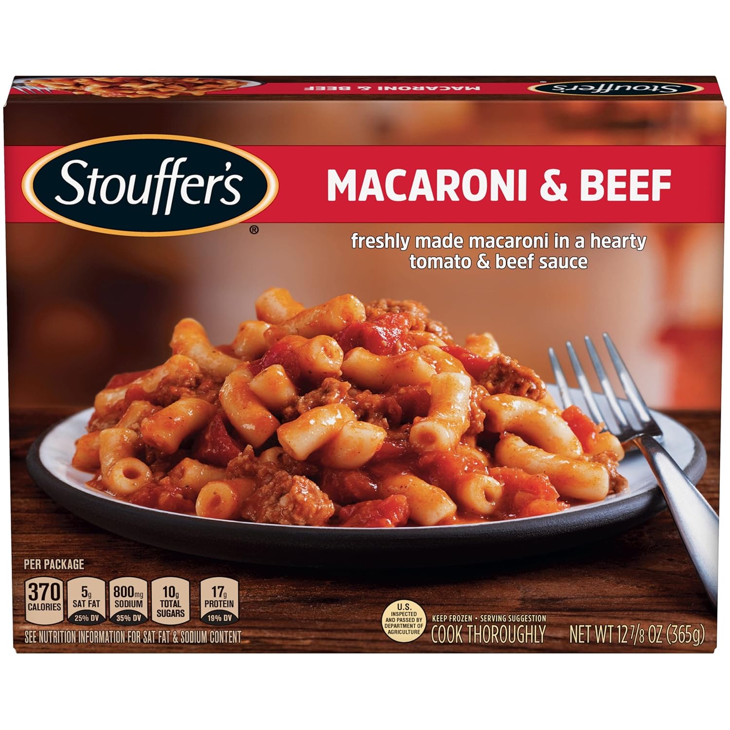Stouffer's Macaroni and Beef Single Serve Frozen Pasta Nourishing Microwave Dinner for Self-Care Nights In