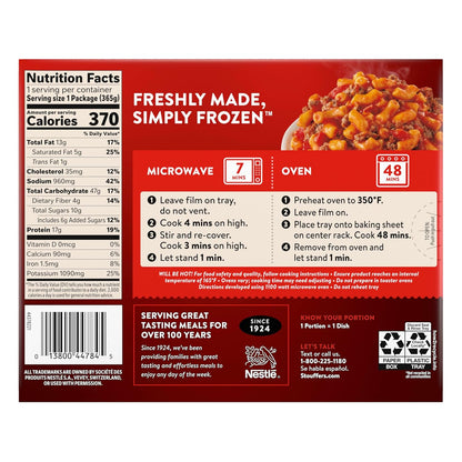 Stouffer's Macaroni and Beef Single Serve Frozen Pasta Nourishing Microwave Dinner for Self-Care Nights In