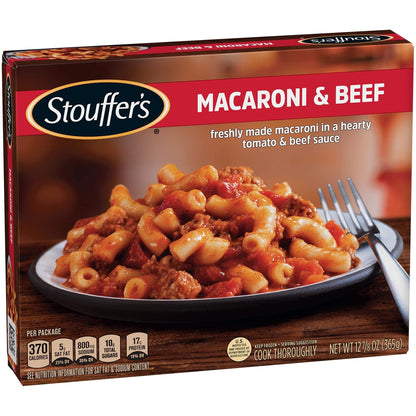 Stouffer's Macaroni and Beef Single Serve Frozen Pasta Nourishing Microwave Dinner for Self-Care Nights In