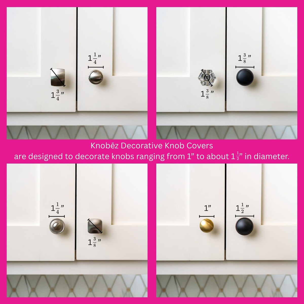 Knobēz Peppermint Decorative Knob Covers – Holiday Gift for Mom and the Women Who Love Easy Home Styling