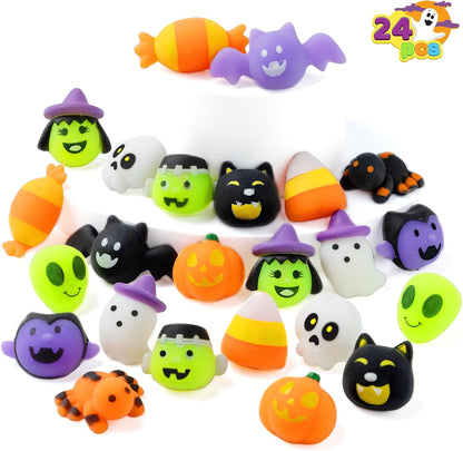 JOYIN Halloween Mochi Squishy 24 Pack – Therapeutic Sensory Fidget Collection for Daily Mindfulness Routines and Focus Sessions