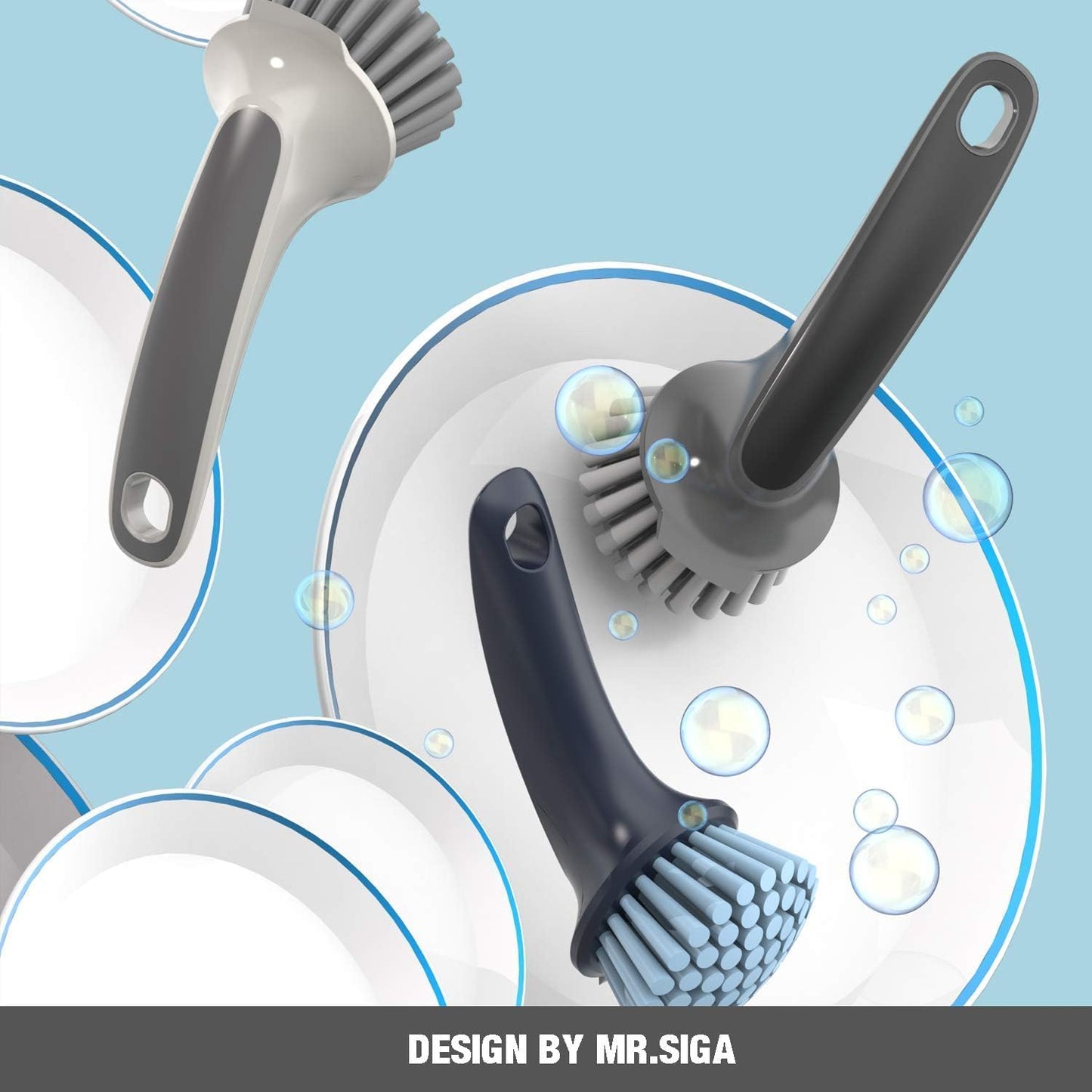 sturdy body construction rated for firm, medium-firmness scrubbing