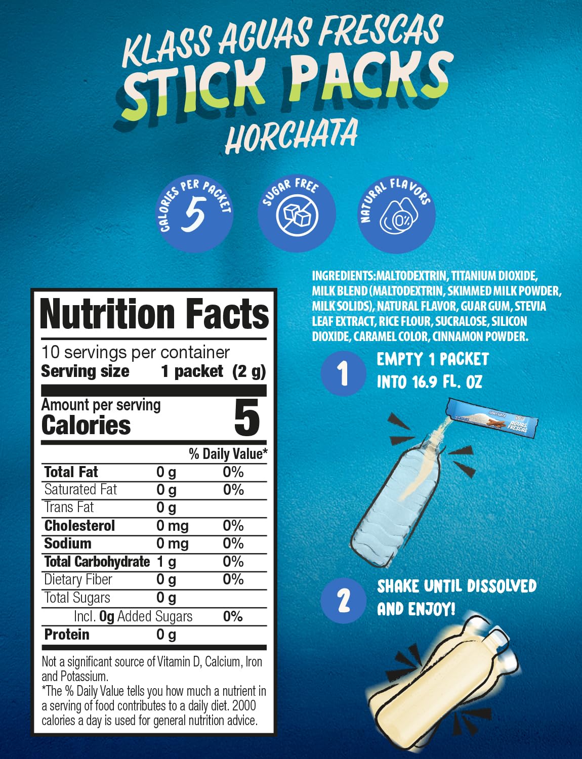 sugar-free formula sweetened with naturally extracted and purified stevia