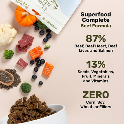 superfood ingredient stack including lion's mane mushroom, turmeric, chia seeds, blueberry, and probiotics