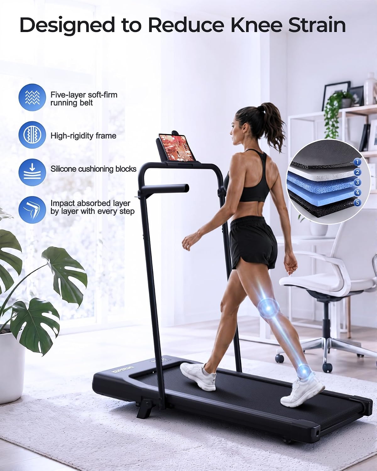 Superun Walking Pad – Gentle Rehab Walking Machine for Older Adults Recovering at Home With Side Rail Support