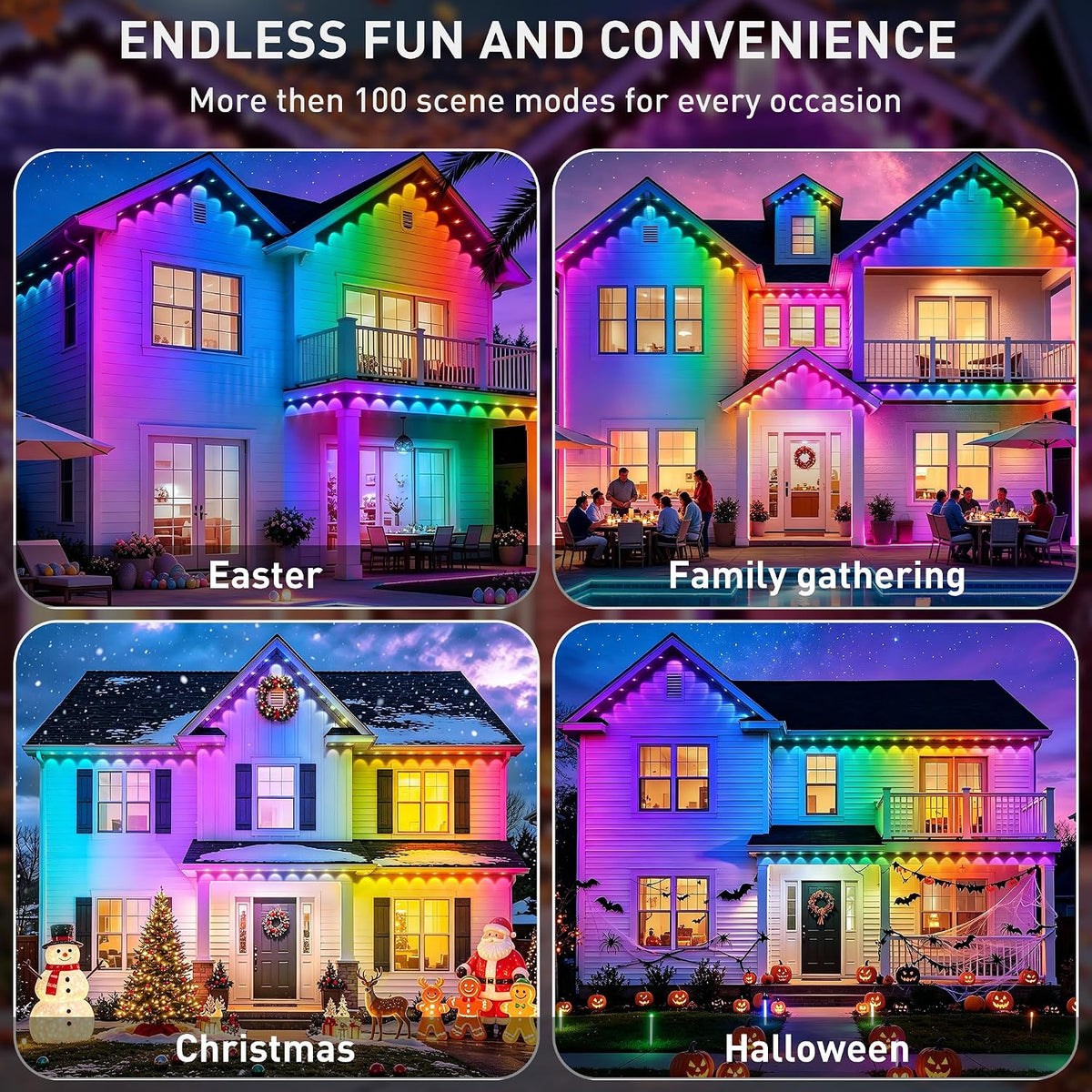 surplife app and included remote control with hundreds of presets, dedicated holiday modes, and a programmable timer