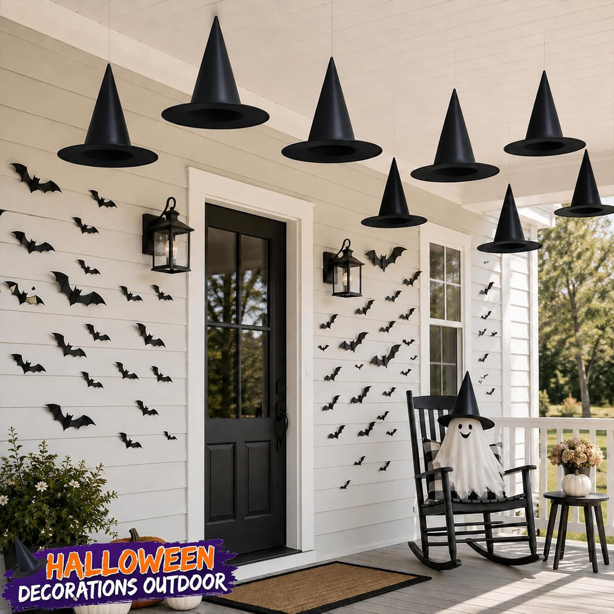 suspending/hanging installation compatible with ceilings, branches, and eaves