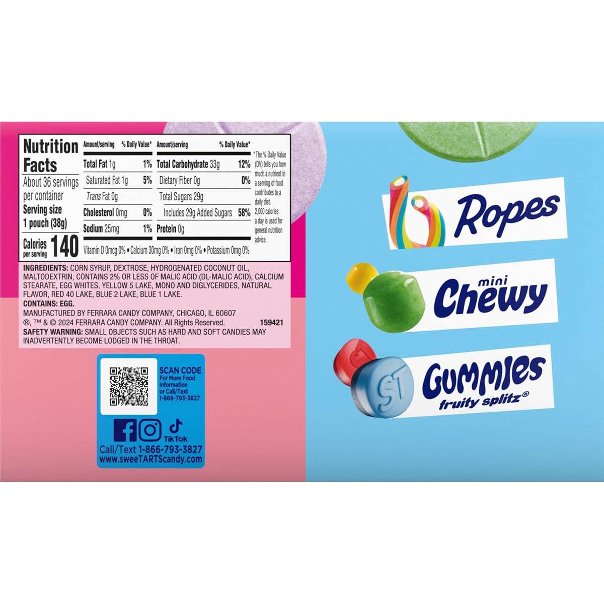 SweeTARTS Giant Chewy Candy – Retro-Style Get Well Soon Gift for Sweet and Tart Fans, 36 Count Box