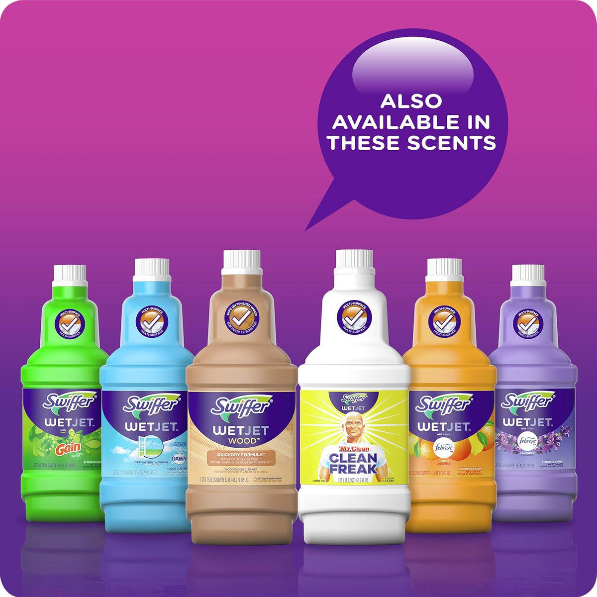 Swiffer WetJet Multi-Purpose Lavender Floor Solution – Self-Care Sunday Refresh, Febreze Infused 1.25L Refill Pack