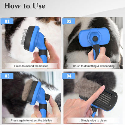Swihauk Self Cleaning Slicker Brush - Birthday Gift for Dog and Cat Owners, Premium Self-Cleaning Groomer, Purple
