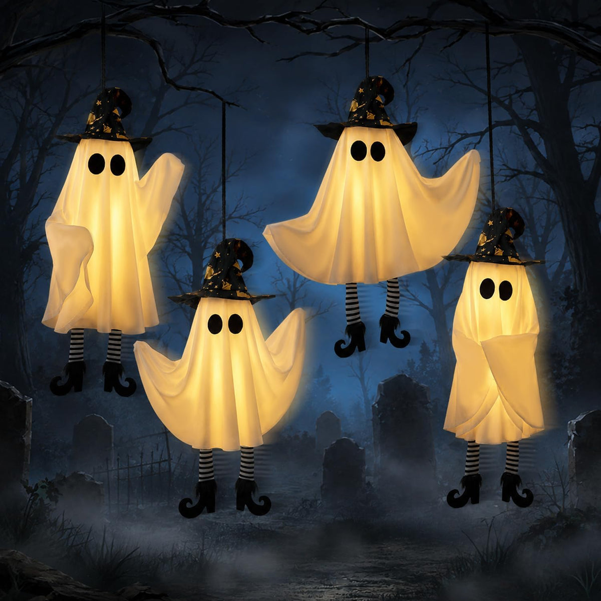 SylvaniaGlow Witch Hat Ghosts – Soft Ambient Lighting for Modern Halloween Home Styling and Tabletop Vignettes