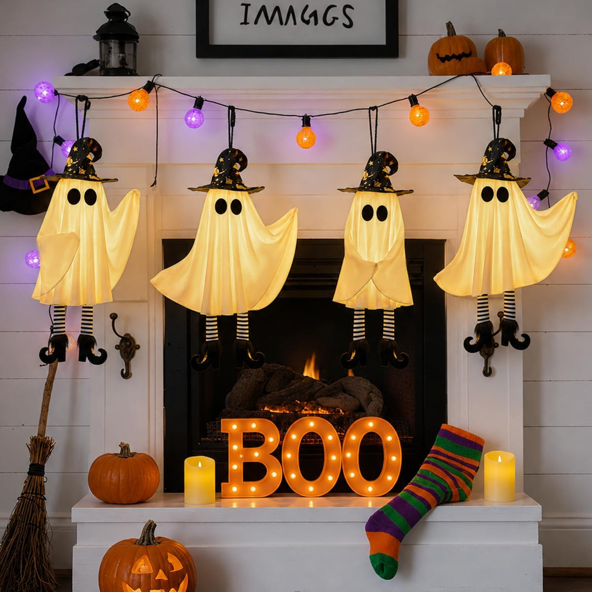 SylvaniaGlow Witch Hat Ghosts – Soft Ambient Lighting for Modern Halloween Home Styling and Tabletop Vignettes