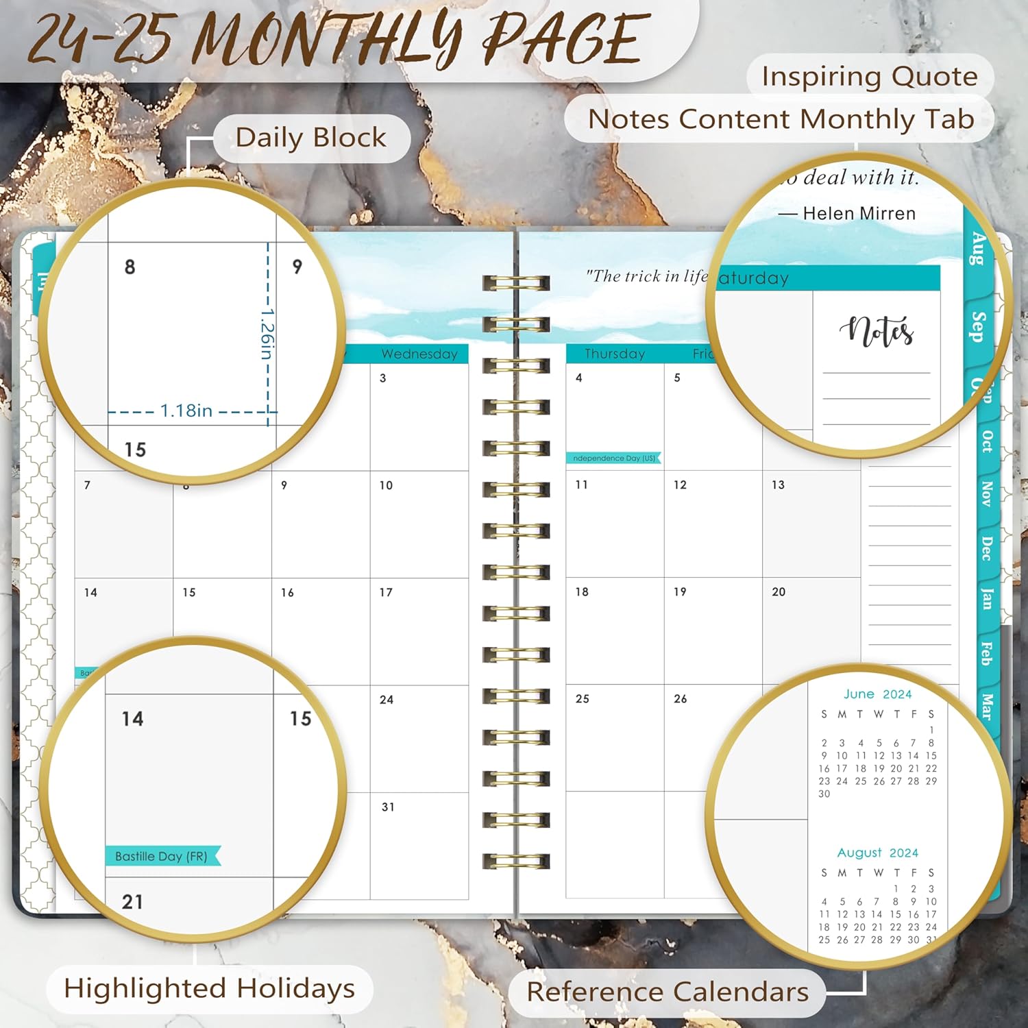 tabbed dividers for quick navigation between months