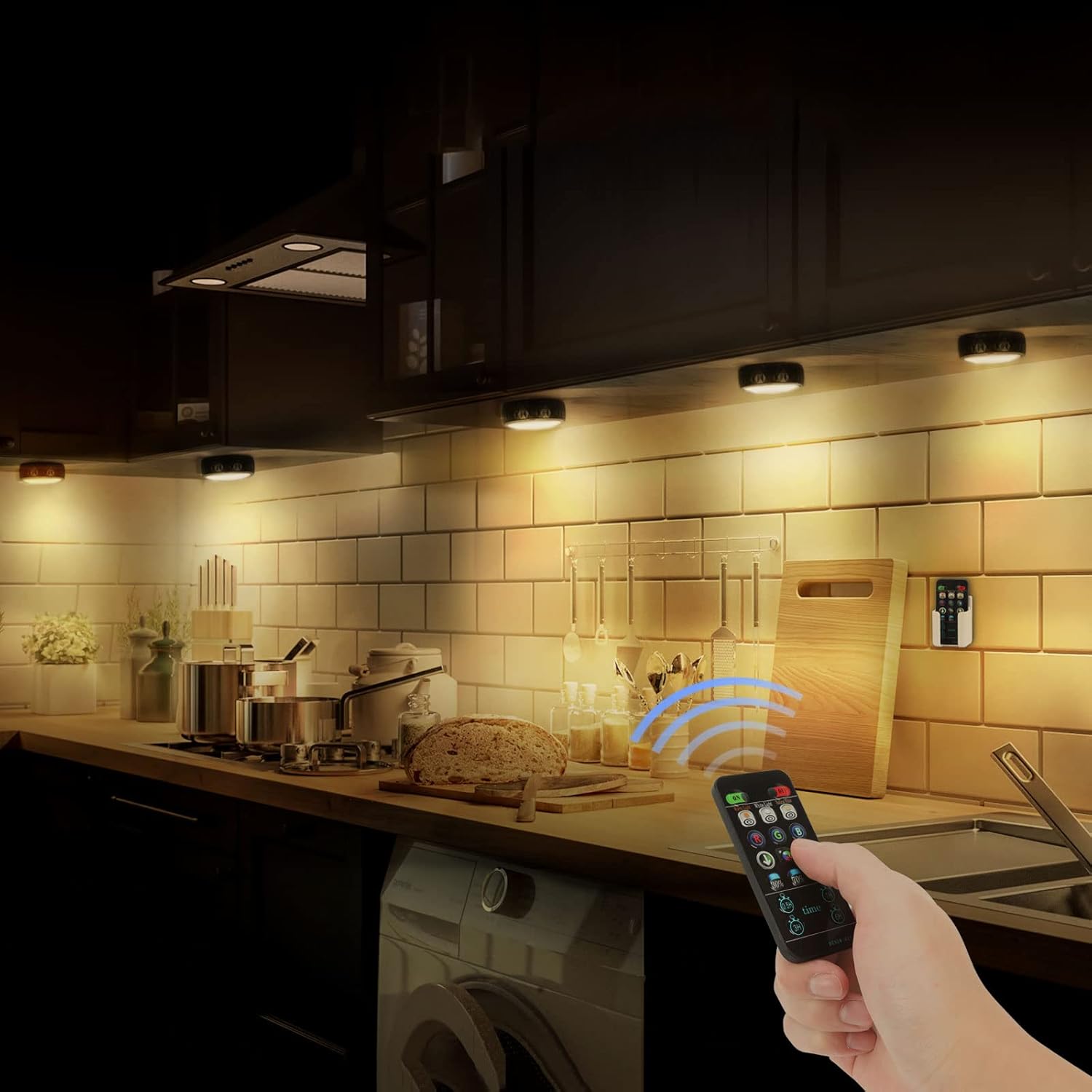 tap control: short press to power on or change color, 2-second long press to turn off