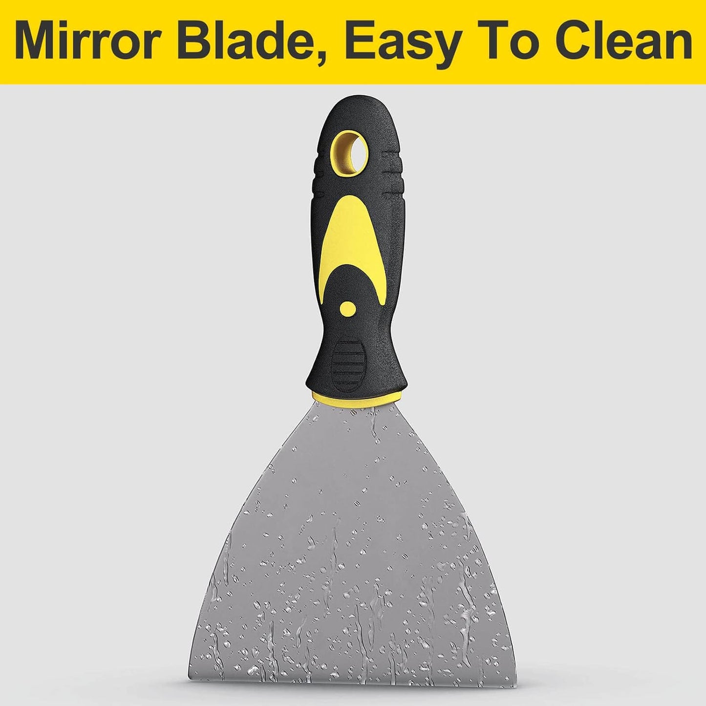tapered blade shape for smooth feathering of spackle and joint compound