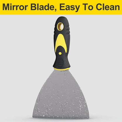 tapered blade shape for smooth feathering of spackle and joint compound