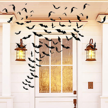 TDHDIKE Halloween Bats 140 Piece Set Safe Removable Wall Decor for Children Bedroom Nursery and Family Party Activity Supplies