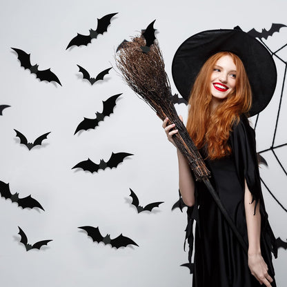 TDHDIKE Halloween Bats 140 Piece Set Safe Removable Wall Decor for Children Bedroom Nursery and Family Party Activity Supplies