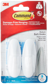 Command Designer Bath Hooks, Medium, White – Sleek Towel Hooks for the Master Bathroom That Match a Clean, Curated Home Aesthetic
