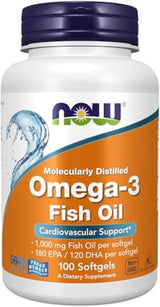NOW Supplements Omega-3 180 EPA / 120 DHA Practical Gift for Elderly Parents, 100 Softgels