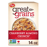 Great Grains Cranberry Almond Crunch Cereal – No-Crash Whole Grain Cereal for Home Office Focus Mornings, 14 oz