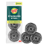 Scotch-Brite Reusable Scrub Pads for Stocking Up and Streamlining Cleanup, Long-Lasting Metal Scourers for Tight Schedules 3 Pack