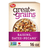 Great Grains Raisin Date Pecan Cereal – No Artificial Colors Breakfast Staple for Growing Children, 16 oz Box