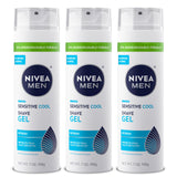 NIVEA MEN Sensitive Cool Shave Gel for Sensitive Skin, Alcohol Free Shaving Gel with Chamomile Extract, 7 Oz Can, Pack of 3 – Less-Is-More Shave Routine in One Multi-Pack
