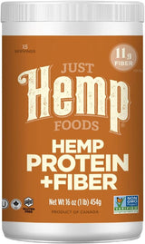 Just Hemp Foods Hemp Protein Powder Plus Fiber – Portable Plant Protein for Camping and Hiking Nutrition, 16 oz