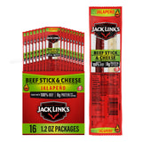 Jack Link's Jalapeno Beef & Cheese Combo – No Refrigeration Lunchbox Snack for Kids, 16 Count