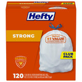 Hefty Strong 13 Gallon Heavy Duty Trash Bags – Tear Proof Bags for Households with Curious Kids, Drawstring 120 Ct