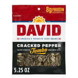 DAVID Cracked Pepper Jumbo Sunflower Seeds – Portable Snack for Camping Trips and Patio Lounging, 5.25 oz Resealable Bag